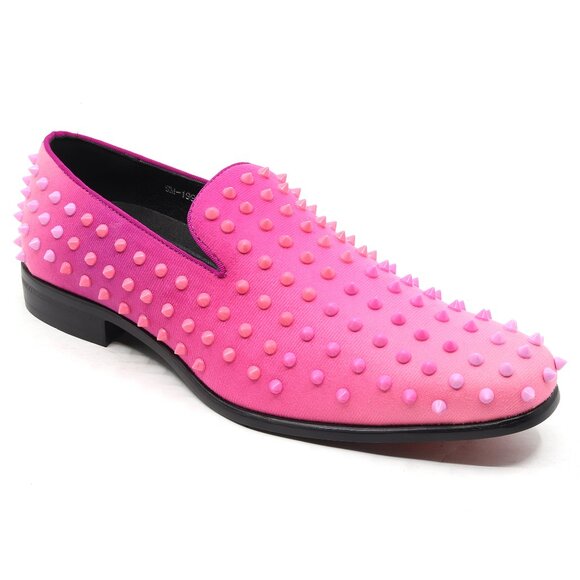 Fuchsia Men's Smoking Spike Dress Tuxedo Loafers Slip On Homecoming Prom Shoes - Picture 1 of 6